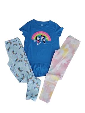 Disney Mickey Minnie Rainbow 3PC Outfit Set Girls XL NWT Leggings Tee Vacation